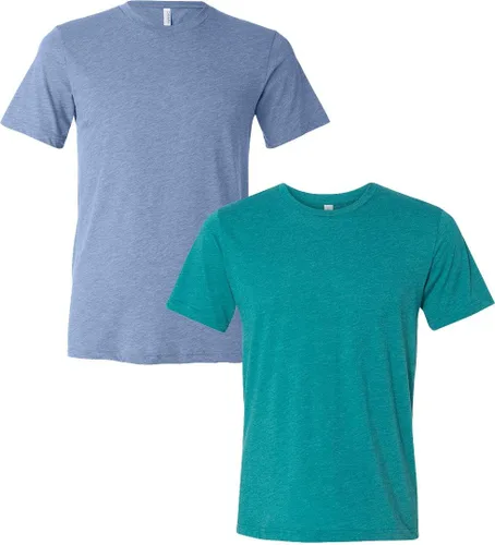 Vista 237 de Bella Canvas 3413c para hombre (1) Triblend verde + (1) Triblend rojo
