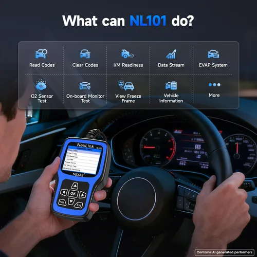 Vista 7 de NEXAS Escáner NL101 OBD2 con Probador de Batería - Lector de Códigos del Motor, Escáner de Diagnóstico Automotriz con Datos en Vivo, Freeze Frame