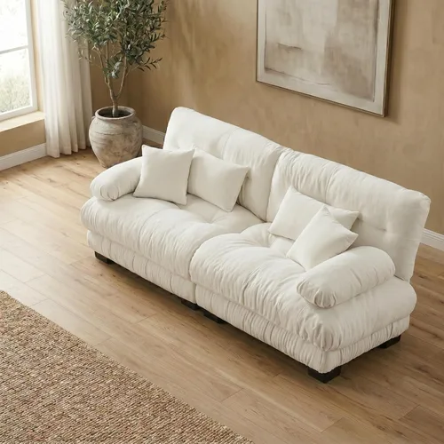 Vista 33 de Juego de sofá modular con asiento profundo de 94.4", tela de chenilla, loveseat seccional moderno para sala de estar, cómodo loveseat de felpa tipo
