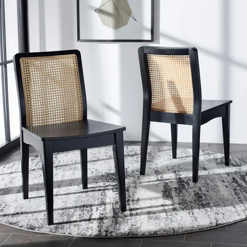 Vista 2 de Safavieh Home Collection Benicio DCH1005C-SET2 Silla de comedor de ratán negro/natural (juego de 2)