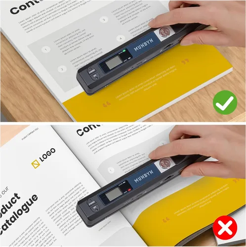 Vista 6 de Escáner portátil MUNBYN, escáner de fotos para documentos A4, imágenes, páginas y textos en 900 DPI, escaneo plano, incluye tarjeta SD de 16G