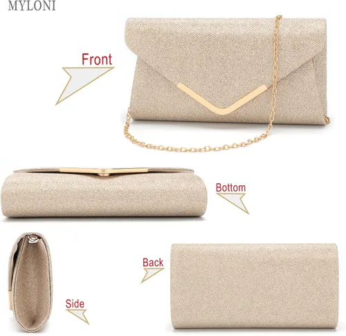 Vista 6 de Bolsos de mano brillantes para mujer, bolso de noche para mujer, bolso de mano para mujer, bolso de mano para fiesta, graduación, boda