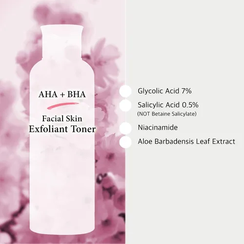 Vista 3 de Ácido glicólico 7% AHA + ácido salicílico 0.5% BHA tónico facial - Sin alcohol para una piel de aspecto más suave, 6.76 onzas líquidas (6.8 fl oz)