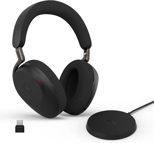 Vista 13 de Jabra Evolve3 85 - Auriculares inalámbricos Bluetooth con micrófono para el trabajo, USB-A, tecnología de llamada de voz AI, cancelación activa