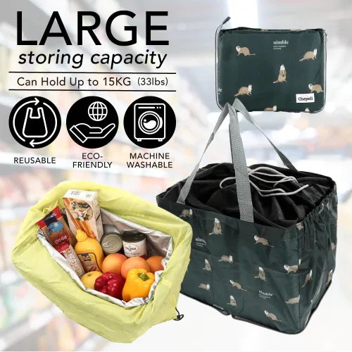 Vista 2 de Bolso de compras reutilizable medio ligero de nylon compacto de los bolsos de compras del ultramarinos