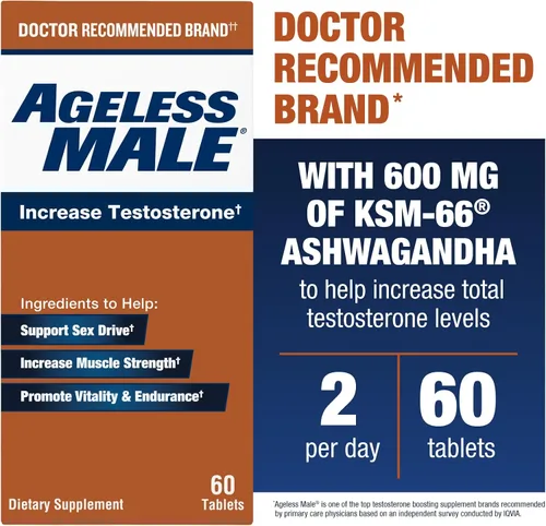Vista 6 de Ageless Male Free Testosterone Booster Supplement for Men, 60 Tablets
