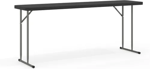 Vista 3 de BizChair Mesa de entrenamiento plegable de plástico negro de 6 pies