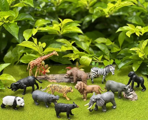 Vista 5 de 12 piezas de mini juguetes africanos de animales salvajes para niños, figuras realistas del mundo de safari, figuras de animales, juguete ideal