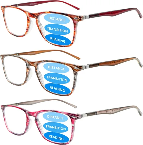 Vista 10 de Paquete de 3 lentes de lectura progresivos multienfoque para hombres y mujeres, bloqueo de luz azul, bisagras de resorte, lectores de computadora