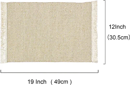 Vista 3 de Manteles individuales tejidos de algodón, manteles individuales bohemios, rústicos, rectangulares, beige, arpillera, macramé, manteles individuales
