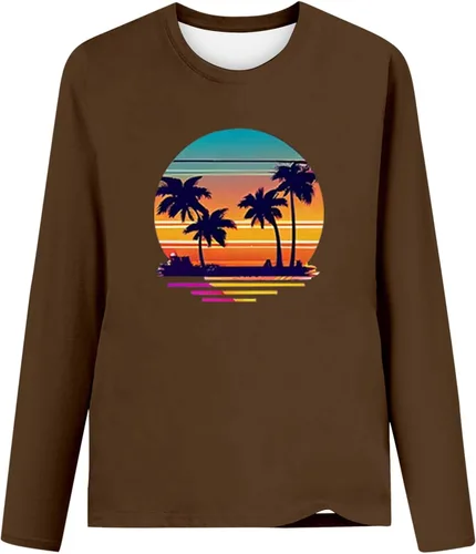 Vista 5 de Sudaderas gráficas 2023 para mujer, manga larga, cuello redondo, ropa de moda, holgada, para otoño