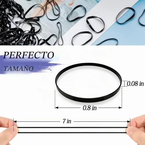 Vista 2 de KANPRINCESS 1000 bandas de goma para el cabello (negro)