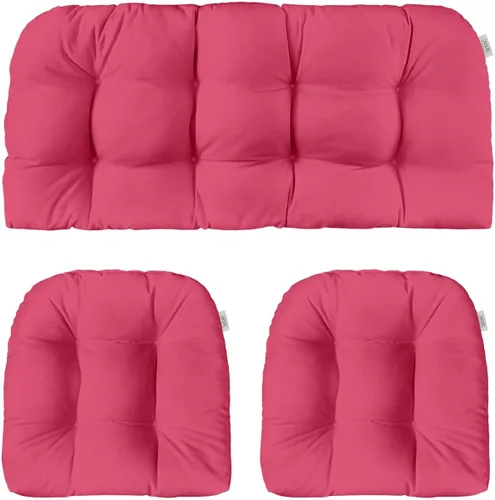 Vista 11 de RSH DECOR: Sunbrella - Juego de 3 cojines de mimbre copetudos 41 x 19 pulgadas y 19 x 19 pulgadas Fabricado con tela de rendimiento Sunbrella