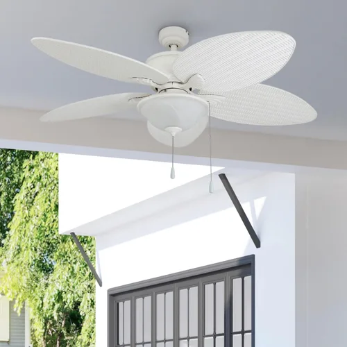 Vista 14 de Prominence Home Solana 80018-01 Ventilador de techo tropical para interiores y exteriores de 52 pulgadas con luz, cadena de tracción, tres opciones