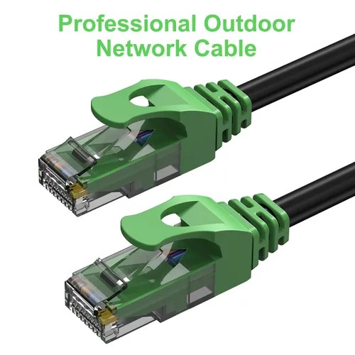 Vista 2 de Cable Ethernet Cat6 para exteriores de 20 pies, enterrado, entierro directo resistente, cable de conexión CCA de 24 AWG para laptops, PC, routers
