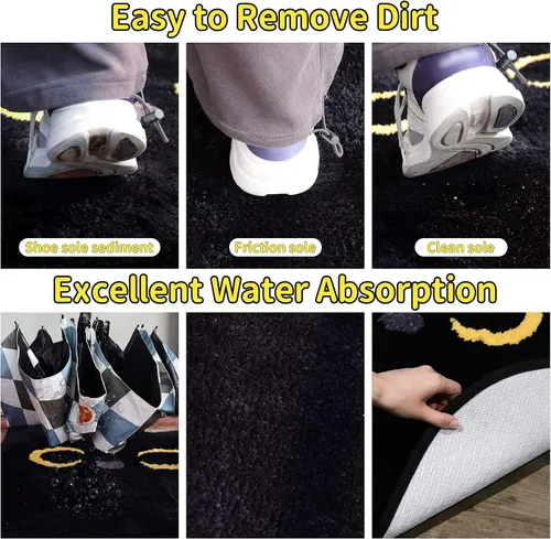 Vista 5 de Alfombra de baño – Alfombra de baño, alfombra de gato negro, tapete de baño de gato, tapete de baño antideslizante para baño, cocina, dormitorio