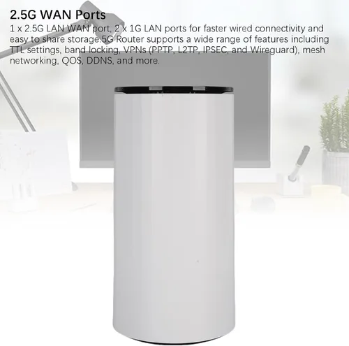 Vista 5 de GOWENIC Enrutador WiFi 6 5G con ranura SIM, velocidades de descarga de hasta 4.67 Gbps, enrutador WiFi de doble banda, puerto LAN WAN, enrutador CPE