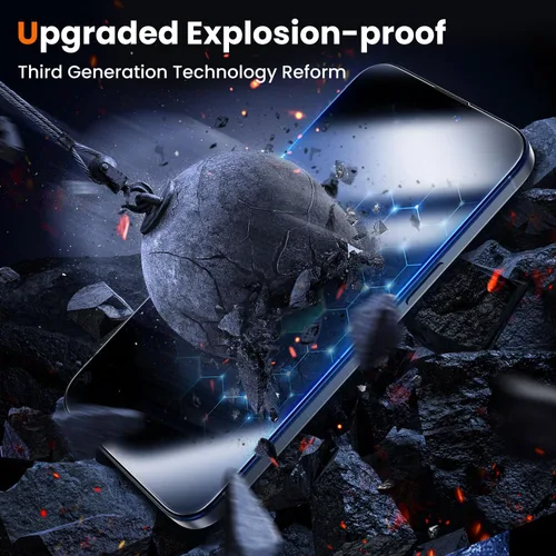 Vista 4 de UniqueMe Protector de pantalla para iPhone 15 – [Grado militar inastillable y dureza 9H+] Protector de pantalla 15 vidrio templado, protección