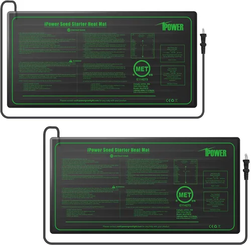 Vista 21 de iPower tapete térmico para plantón, tapete térmico hidropónico caliente con diseño impermeable duradero, estera de calor solamente, Negro