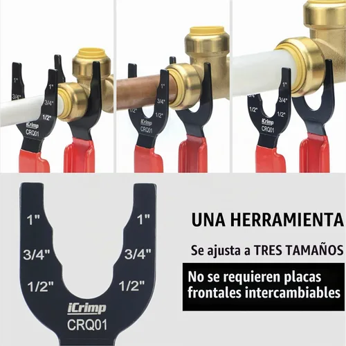Vista 3 de iCrimp Push Fit Pinzas de desconexión para accesorios de latón de 1/2" 3/4" 1" Funciona con tubos PEX, cobre y CPVC, para entusiastas