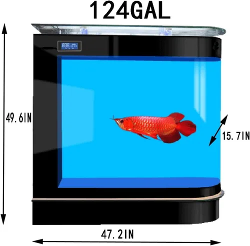 Vista 2 de Lujo grande pecera 124Gal vidrio Fishbowl Glsaa Bar para patios, sala de estar, oficina y cocina
