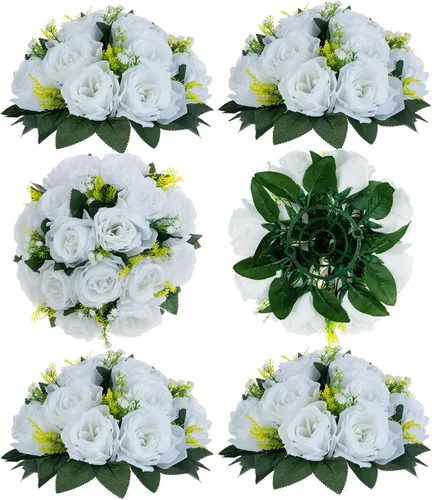 Vista 49 de BLOSMON Bolas de Flores para Bodas, Centros de Mesa de Rosas, 2 Piezas, Flores Artificiales Negras, Bolas Florales Colgantes, Decoración de Arreglos