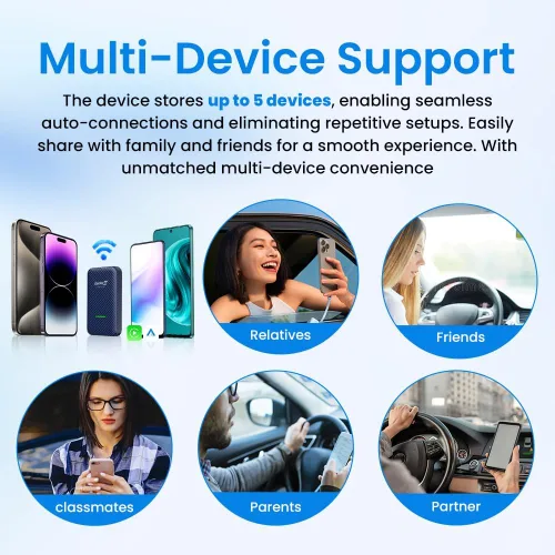 Vista 7 de CarlinKit Adaptador 4.0 CP2A para coche CarPlay con cable, 2 en 1 Convertir CarPlay con cable a inalámbrico, Android Auto inalámbrico para Android