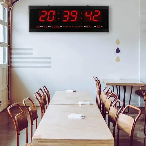 Vista 3 de Rsobl Reloj de pared digital LED de gran tamaño de 21.6 pulgadas, pantalla grande con temperatura interior, fecha y día de la semana, reloj