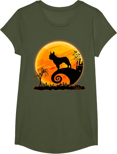 Vista 109 de Camiseta divertida de disfraz de Halloween para perro y luna de Bulldog francés, Negro, S