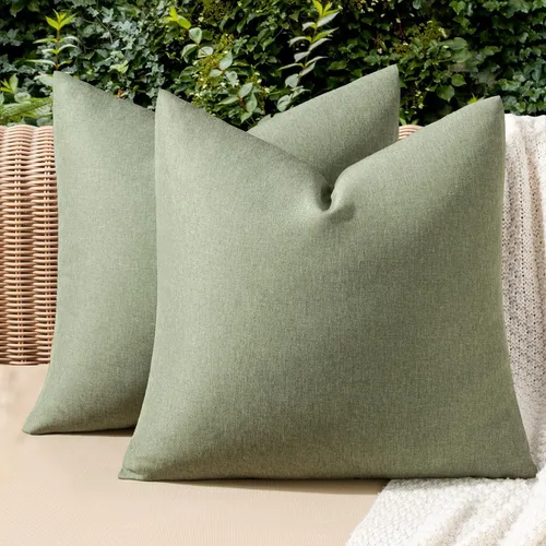 Vista 72 de MIULEE - Paquete de 2 fundas de almohada decorativas para exteriores, impermeables, sólidas, de imitación de lino, para jardín, casa de campo, Azul