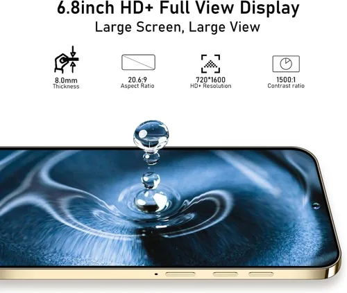 Vista 4 de A15 Pro Max Teléfono Desbloqueado, 8+256GB, Teléfono celular de 6.8 pulgadas HD, 6800mAh, Android 14, Smartphone con cámara de 48MP+108MP, Teléfono