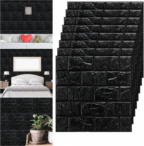 Vista 16 de Tinlade 30 Piezas 28.81 Pies Cuadrados Paneles de Pared 3D Despegar y Pegar Papel Tapiz de Ladrillo de Espuma Imprimible Paneles de Pared de Blanco