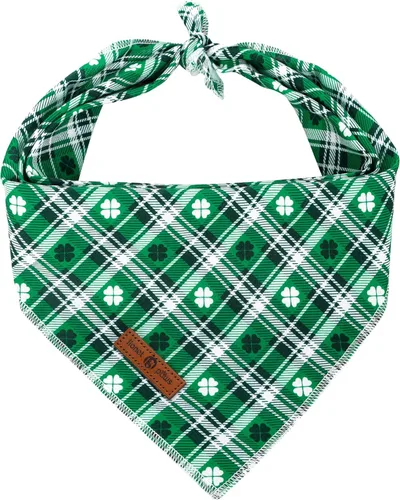 Vista 26 de Lionet Paws Bandana para Perro de Algodón Lavable Pañuelo Bufanda Bandana Triangular para Perros Pequeños Medianos y Grandes Cuadrícula Negra