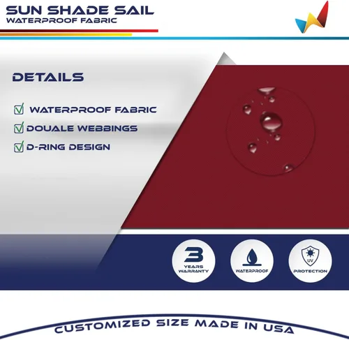 Vista 3 de Windscreen4less - Toldo de terileno impermeable con bloqueador UV, rectangular, 9.17 oz/m², Rojo (Rust Red)