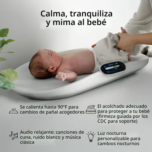 Vista 5 de Woddle Cojín inteligente multifuncional para cambio de bebé con báscula de grado médico para monitoreo crítico de peso + aplicación de IA, máquina