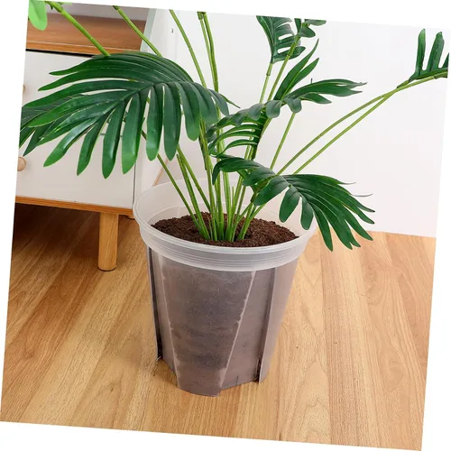 Vista 5 de Yardwe Paquete de 2 macetas de plástico para interiores para suculentas y cactus de fácil visualización para decoración de oficina en casa