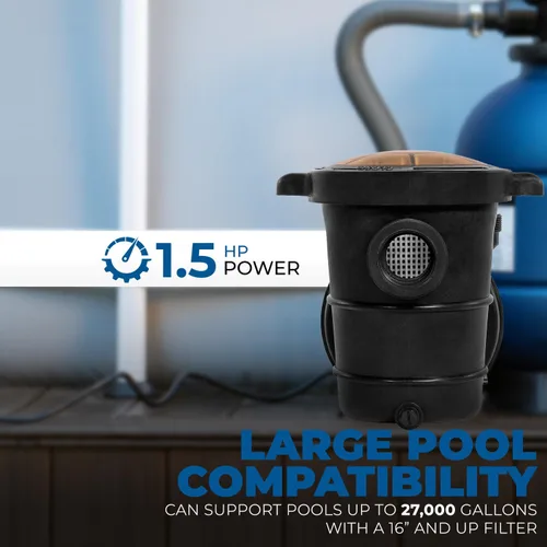 Vista 2 de XtremepowerUS Bomba de piscina sobre el suelo de 2 velocidades 1.5HP Bomba de piscina 1.5 "NPT filtro cesta filtro alto flujo con adaptador