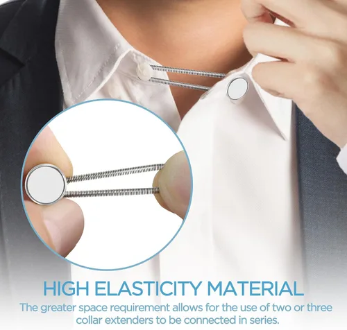 Vista 3 de 12 extensores de botón de cuello de camisa para camisas de vestir para hombres, extensor de botón de cuello cómodo, también funciona como extensores