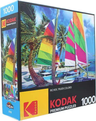 Vista 2 de RoseArt - Kodak Premium - Boats in Port Kouloura, Corfú, Grecia - Rompecabezas de 1000 piezas para adultos