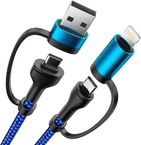 Vista 9 de Cable de carga 4 en 1, adaptador USB C Lightning USB C a USB C 60W PD [carga rápida y sincronización de datos] Cargador múltiple 4 en 1 para iPhone