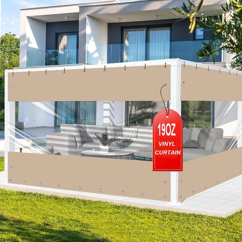 Vista 8 de FoundGo - Cortinas de vinilo de 8'H x 7'W para patio de 19oz, cercado de vinilo transparente para exteriores, lona resistente transparente