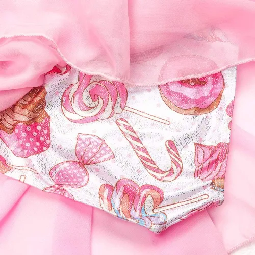 Vista 5 de Leotardos de gimnasia con falda para niñas, tutú de ballet, vestido de danza, leopardo, sirena, unicornio, falda de gimnasia