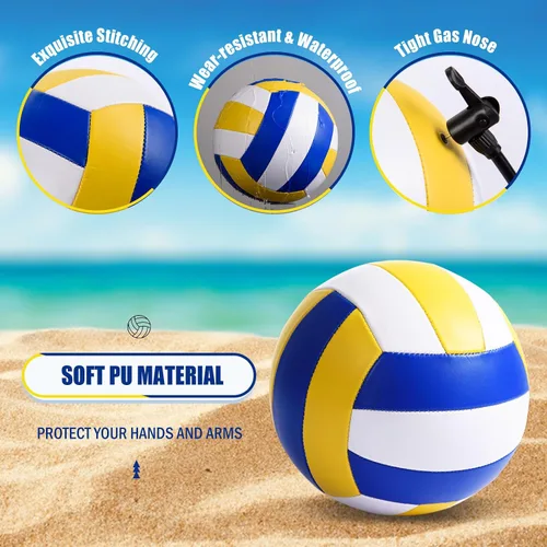 Vista 3 de AWIZOM Paquete de 6 pelotas de voleibol de tamaño oficial 5 de cuero sintético suave recreativo, pelota de voleibol a granel para interiores