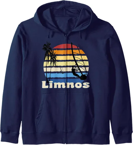 Vista 4 de Limnos Greece Windsurfing Windsurf Sudadera con capucha y cremallera para, Negro