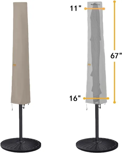 Vista 2 de Funda para sombrilla de patio de 6 a 9 pies, impermeable y duradera, con cremallera y varilla