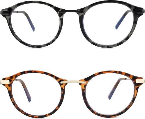 Vista 3 de Gafas de lectura redondas para mujeres y hombres, multienfoque progresivo/lente ampliada completa, bloqueador de luz azul