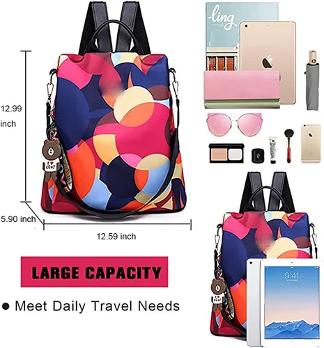 Vista 2 de Mochila impermeable antirrobo para mujer, de día, ligera, para la escuela
