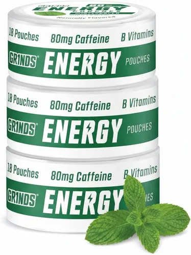 Vista 17 de Bolsas de energía Grinds - Bolsas de cafeína natural - Contiene vitaminas B, sin azúcar y 0 calorías - 80 mg de cafeína en cada bolsa - Genciana