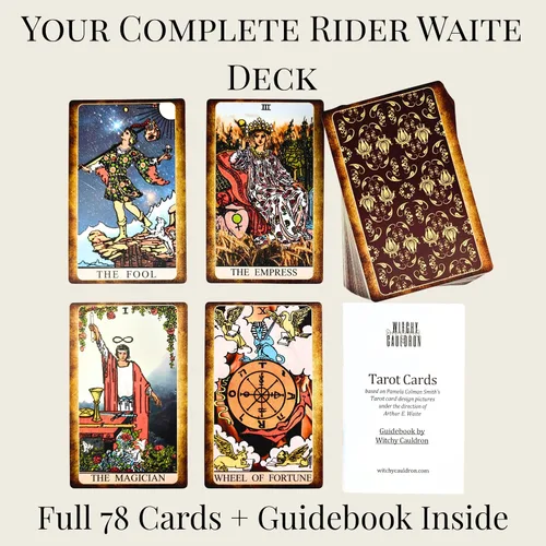 Vista 3 de Witchy Cauldron Baraja de cartas de tarot grande - Tarot gigante extragrande de 3.5 x 5.5 pulgadas con guía - Gran obra de arte vívida, RWS clásico