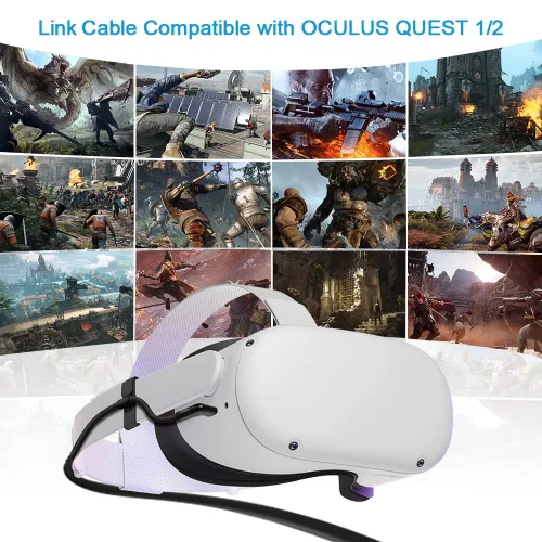 Vista 6 de VakiReyy Cable de enlace de 10 pies para Oculus Quest 2, cable de enlace de transferencia de alta velocidad VR para Quest 2 USB 3.0 a USB C